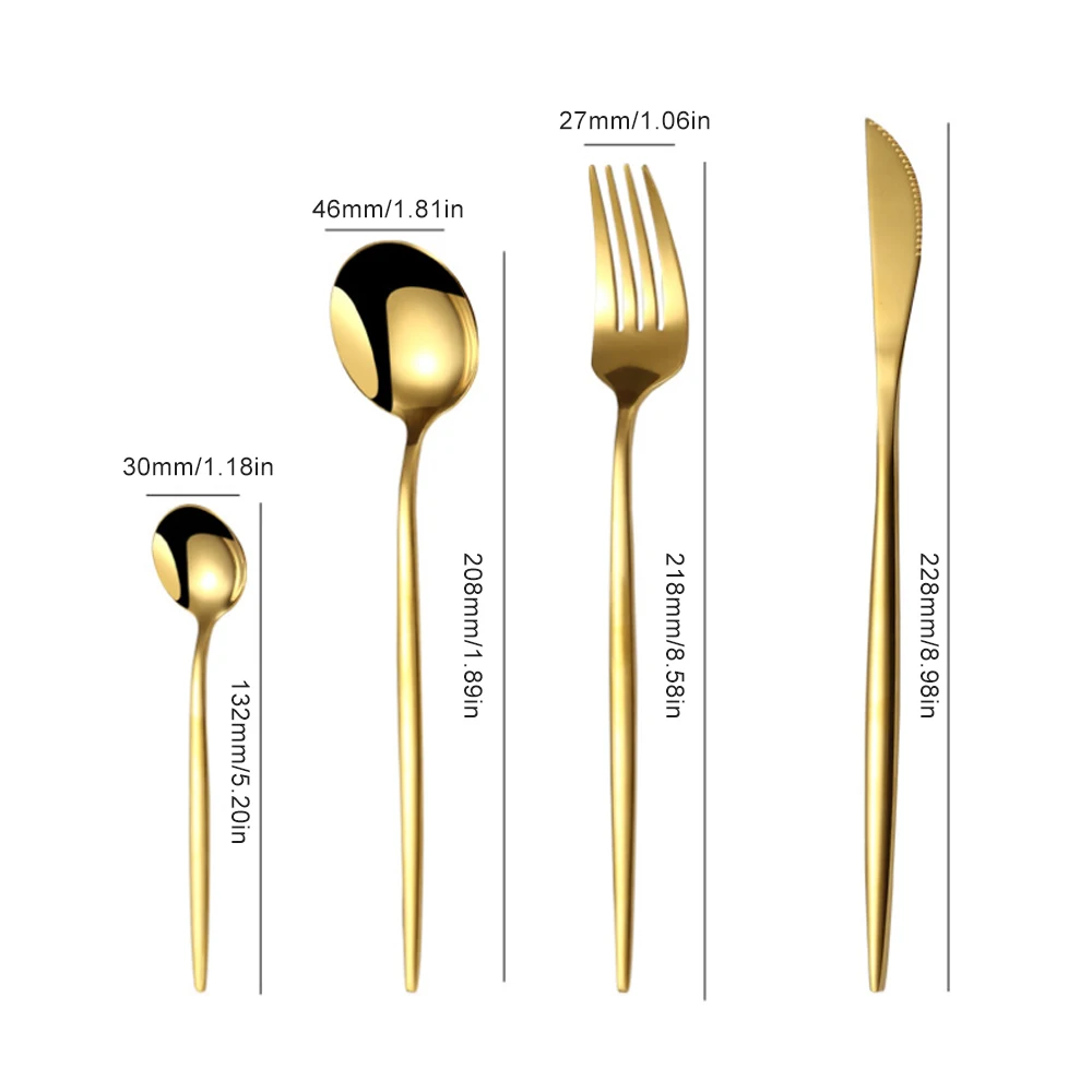 

Gold Dinnerware Set Stainless Steel Tableware Set Knife Fork Spoon Flatware Set Dishwasher Safe Cutlery Set Gift Box 2021 New