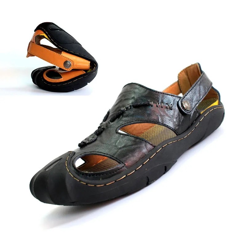 

Мужская обувь кожаные мужские сандалии высокого качества Классические итальянские летние пляжные сандалии ручной работы с защитой от стол...