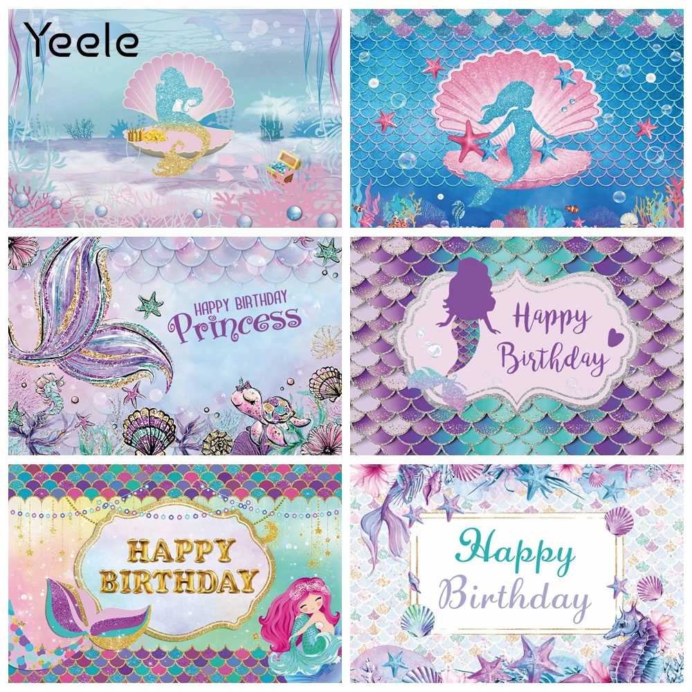 Фон Yeele с изображением русалки для фотосъемки детского дня рождения фотосессия