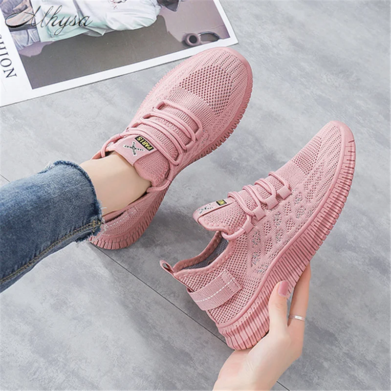

2021 Fall Fashion Comfortable Women's Vulcanized Shoes Lace-up Breathable Shallow Mouth Casual Shoes Low Heel Sneakers 35-40