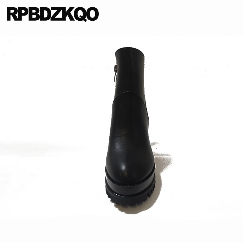 экстремальный Размер 34 молния батильоны черный ботильоны на каблуке платформе