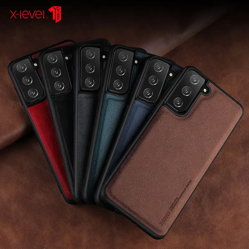 x level pu leather case for samsung galaxy s21 fe original soft silicone edge back phone cover for samsung a72 a52 a42 a32 5g free global shipping