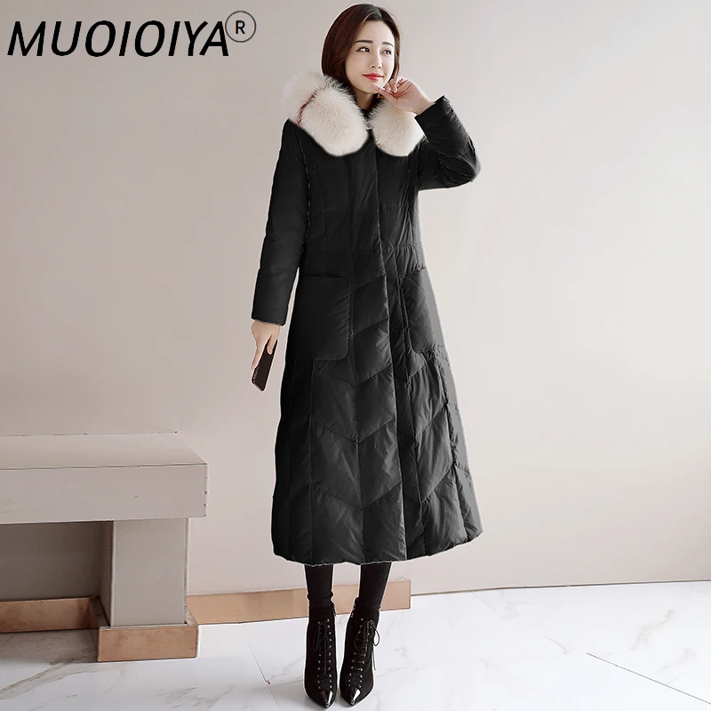 

Winter Coat Female Fashion Women's Down Jacket with Real Fox Fur Hooded Warm Duck Down Long Jackets Ladies Coats ZHD03205