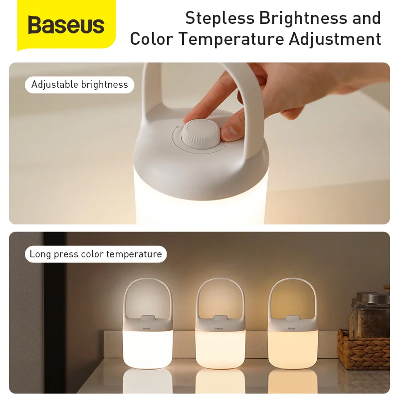 Baseus сенсорный затемнения светодиодный ночной Светильник Портативный 3000-5000K
