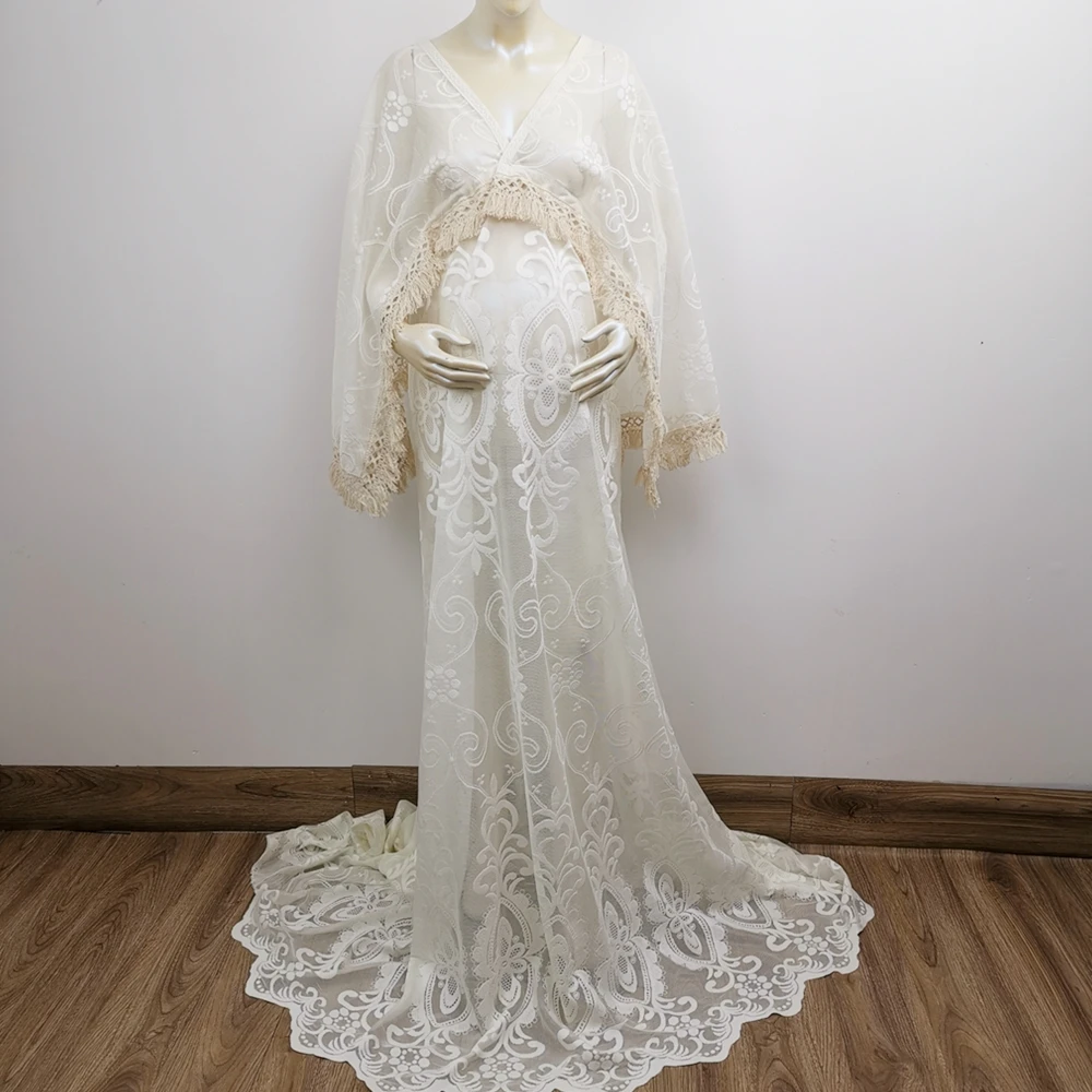 Boho Dress Photo Soft Maxi Long Bell Sleeves Maternity Robe Pregnant Gown Woman Clothes for Photography Prop Baby Shower Costume