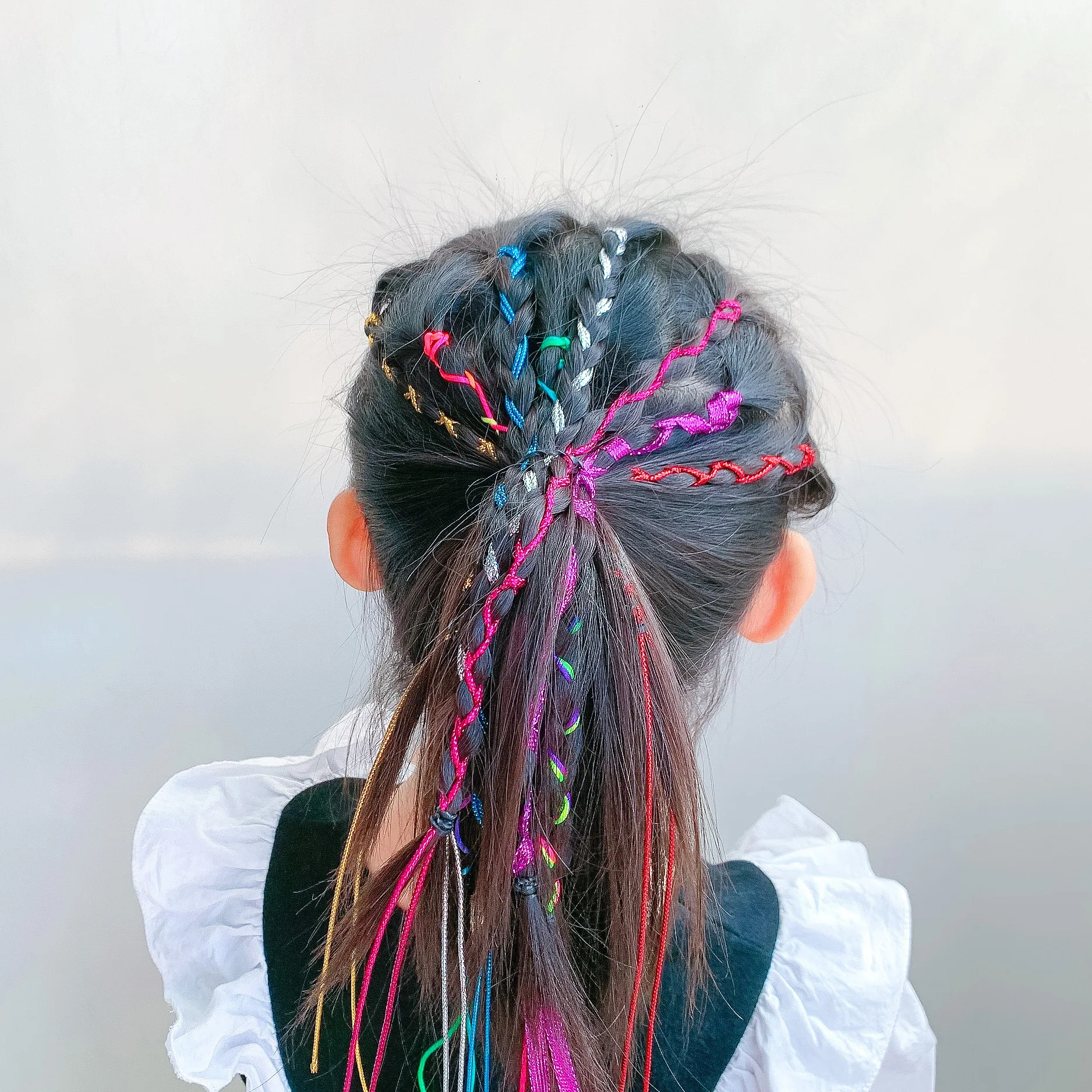 

Children's Braided Hair Color Rope Hip Hop Gradient Dirty Braid Girls Gold Wire Hair Rope Wig Headband Headdress Children's Gift
