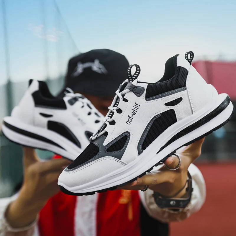 

2021 spring men's new sports shoes white shoes thick bottom round toe fashion outdoor leisure