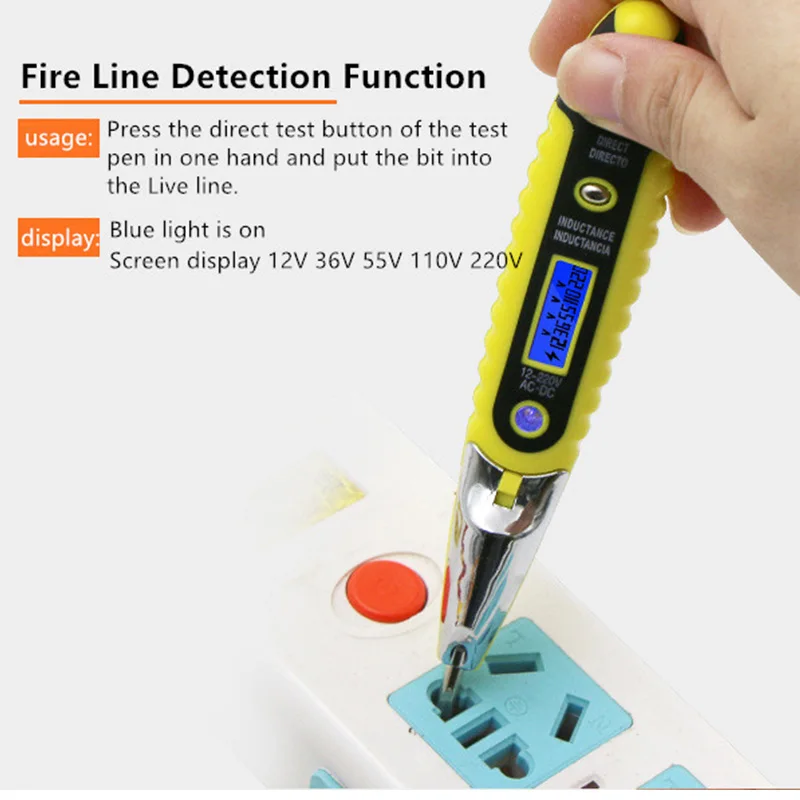 AC Power Outlet Voltage Detector Sensor Tester Electric Test Pen With Night Ligh Socket Wall Contact | Инструменты