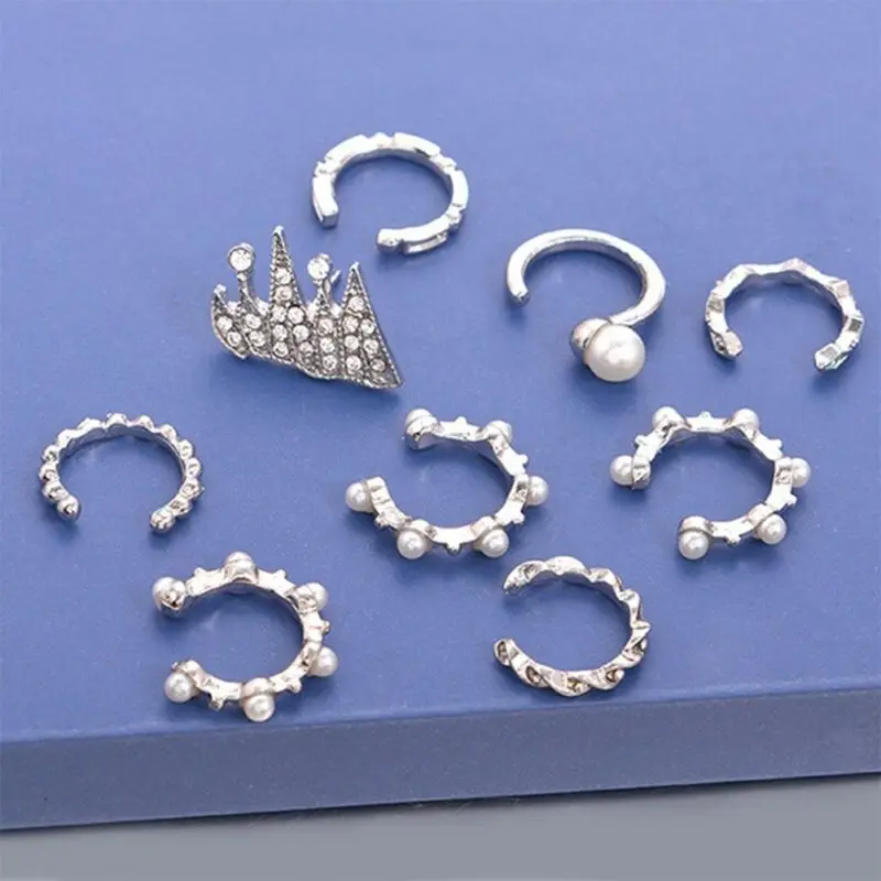 Женские серьги-клипсы с искусственным жемчугом неперфорированные кристаллами