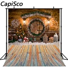 Фон для рождественской фотосъемки зимняя снежная деревянная кабина дерево фон портрет Рождество Праздник Вечеринка фото студия реквизит