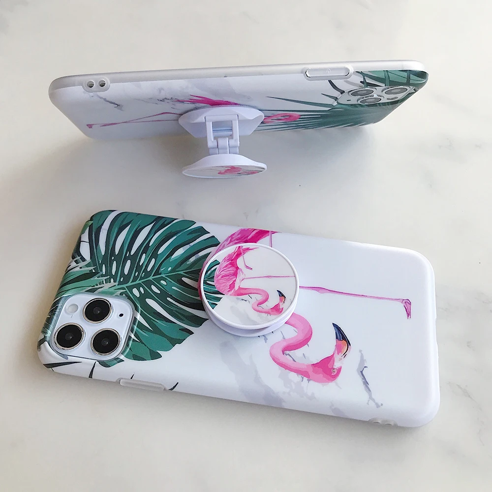 Чехол для телефона LOVECOM с фламинго бананом листьями и держателем iPhone 12 Mini 11 Pro Max XR X
