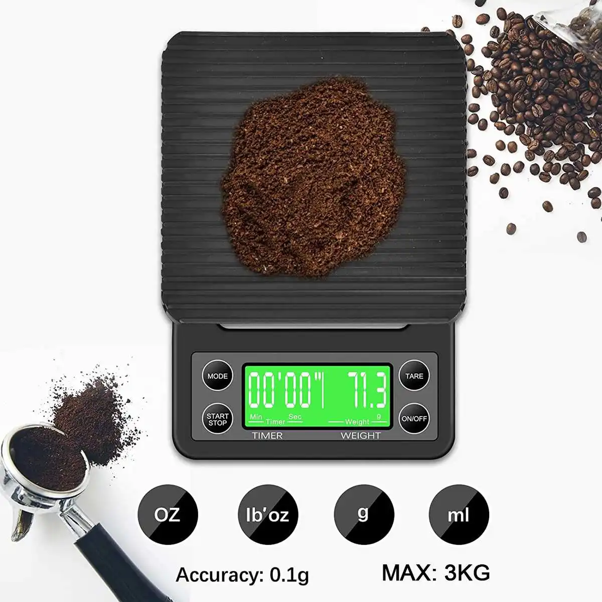 

3kg/0.1g 5kg/0.1g Drip Coffee Scale With Timer Portable Electronic Digital Kitchen Scale High Precision LCD Electronic Scales