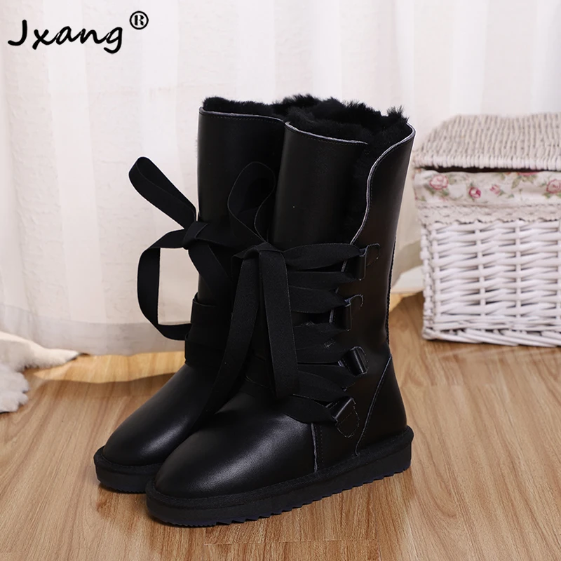 Классические модные водонепроницаемые зимние сапоги JXANG 2020 на шнуровке женская