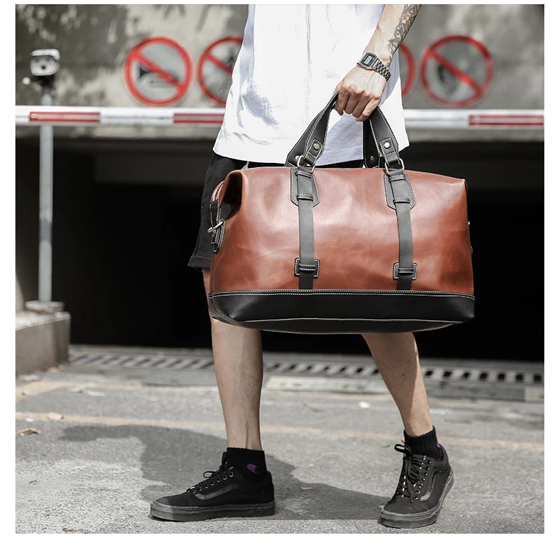 Fashion Men's Travel Bags Luggage Waterproof Suitcase Duffel Bag Big Large Capacity Casual High-Capacity PU Leather Handbag | Багаж и