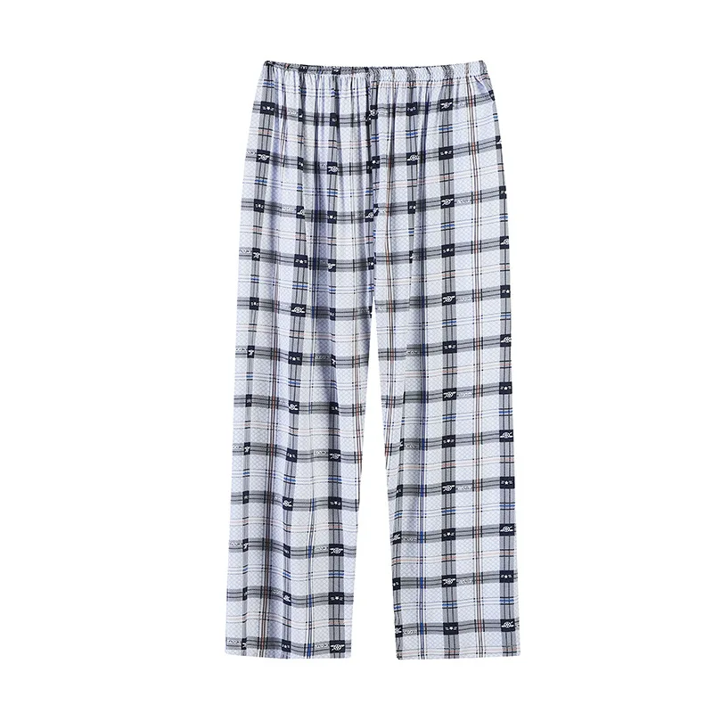 

2021 New Summer Plaid Men's Sleep Bottoms Fashion Casual Print Plaid Trousers For Men Cotton Loose Thin Homewear Home Sleepwear