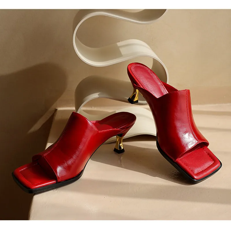 Женские кожаные сандалии с квадратным носком новый дизайн 2020 года летние туфли