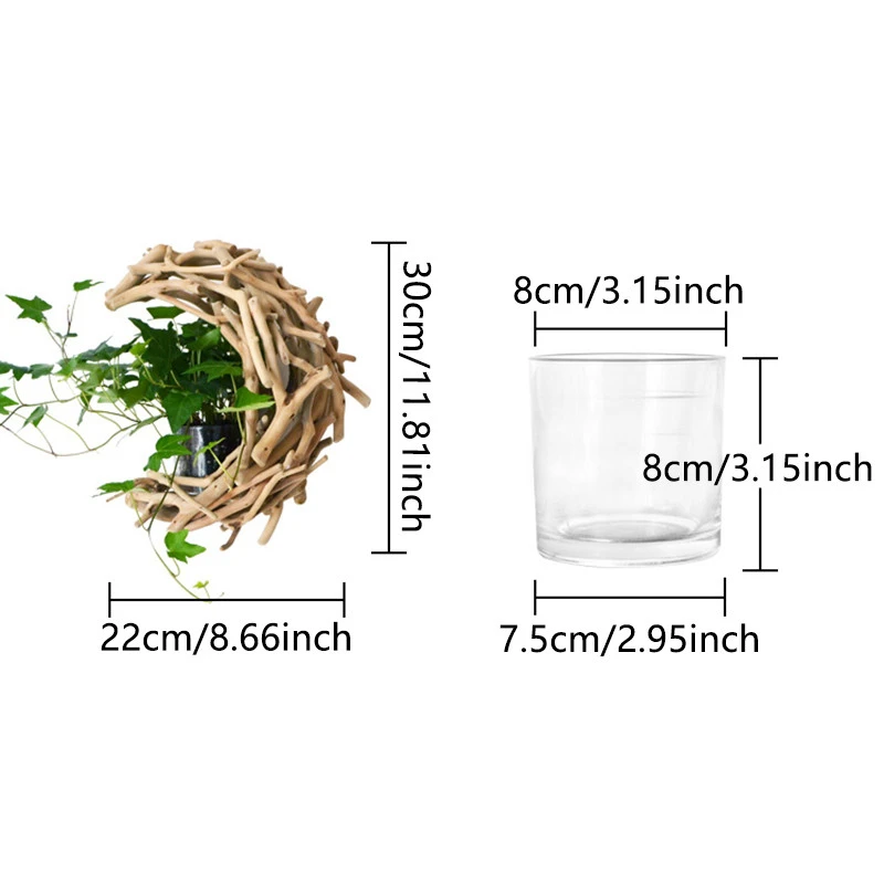 

Hand-made wood wall Hanging vase with glass tube Hydro culture Plants pot Pearls Natural flower pot wall garden decoration