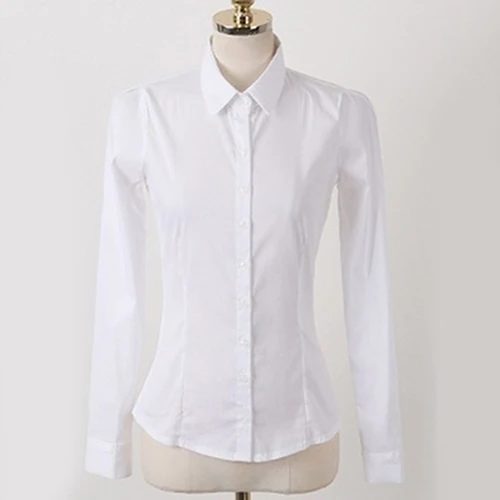 Женская Офисная рубашка белая однотонная блузка для работы и ухода модная
