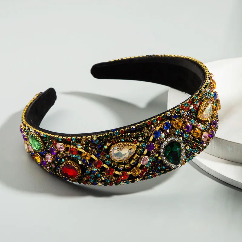 Ful Crystal Gemstone Handmade Hair Band Women Party Vintage Elegant Hair Accessories