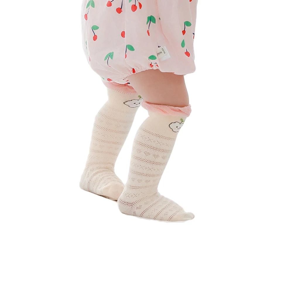 Детские чулки Модные Простые Летние сетчатые тонкие носки выше колена с рисунком