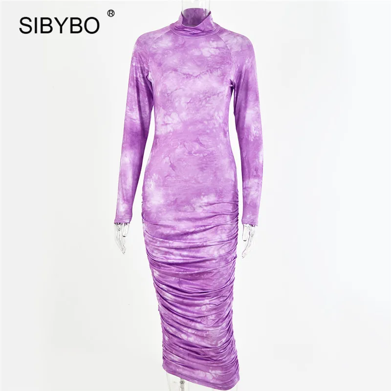 Женское длинное плиссированное платье SIBYBO летнее облегающее с высоким