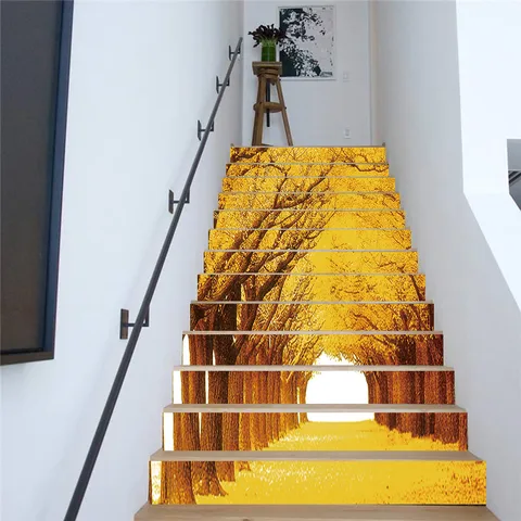 Самоклеящиеся наклейки для лестницы 13 шт., ПВХ обои для лестницы, водостойкие съемные настенные украшения для гостиной