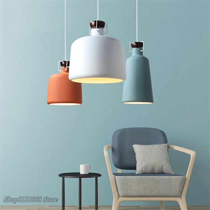 Скандинавский цвет подвесные светильники для металла и дерева абажур