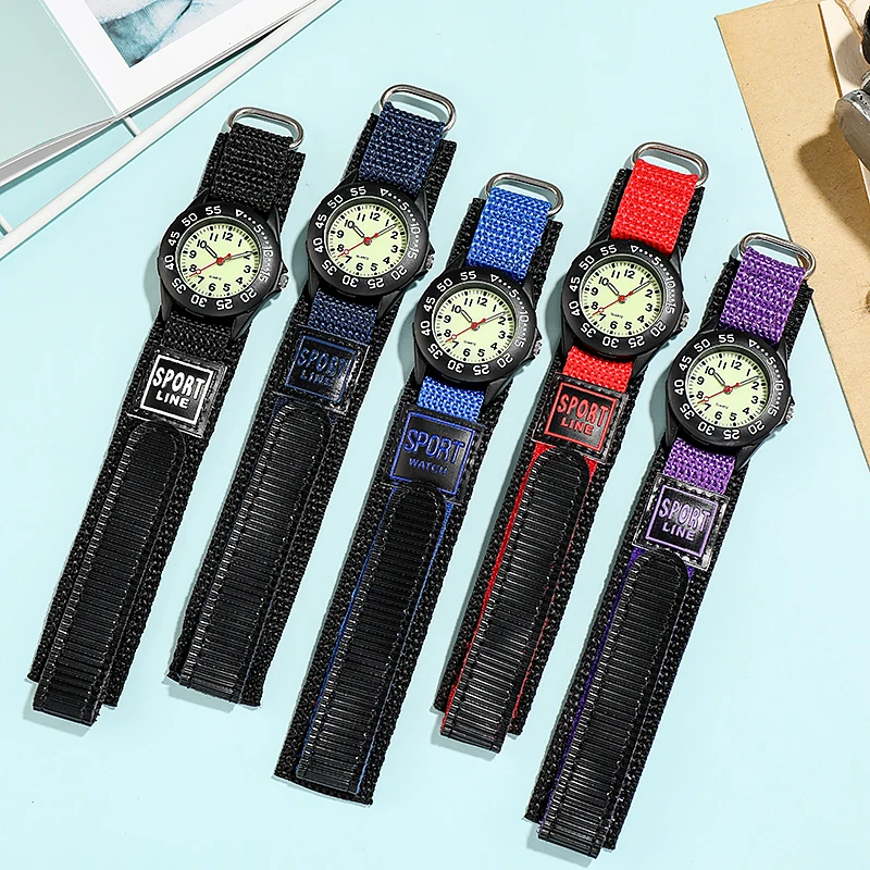 

Spinning Bezel Kid Quartz Watches Boy Nylon Straps Children Cute Clock Rotary Dial Arabic Number