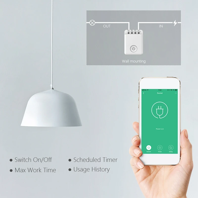 

4Pcs MCB1 Smart Home Switch WiFi APP 2.4GHz Wireless Remote Control 2500W