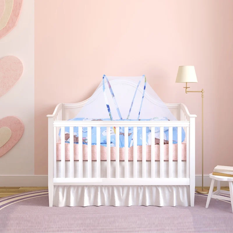 

Baby Kids Bed 3pcs Portable Foldable Dot Zipper Mosquito Net Tent Crib Sleeping Cushion collapsible