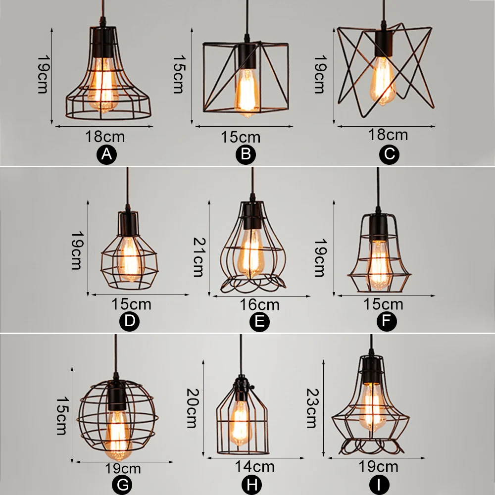 Железный подвесной светильник в стиле ретро промышленный E27 для спальни