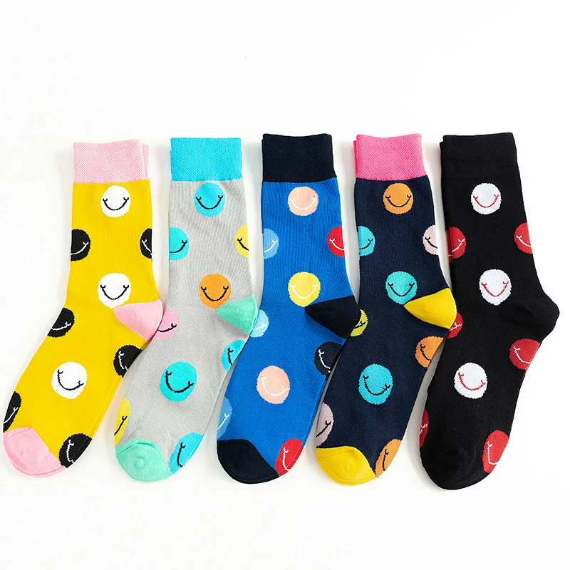 2019 Разноцветные носки унисекс премиум-класса с изображением смайликов из