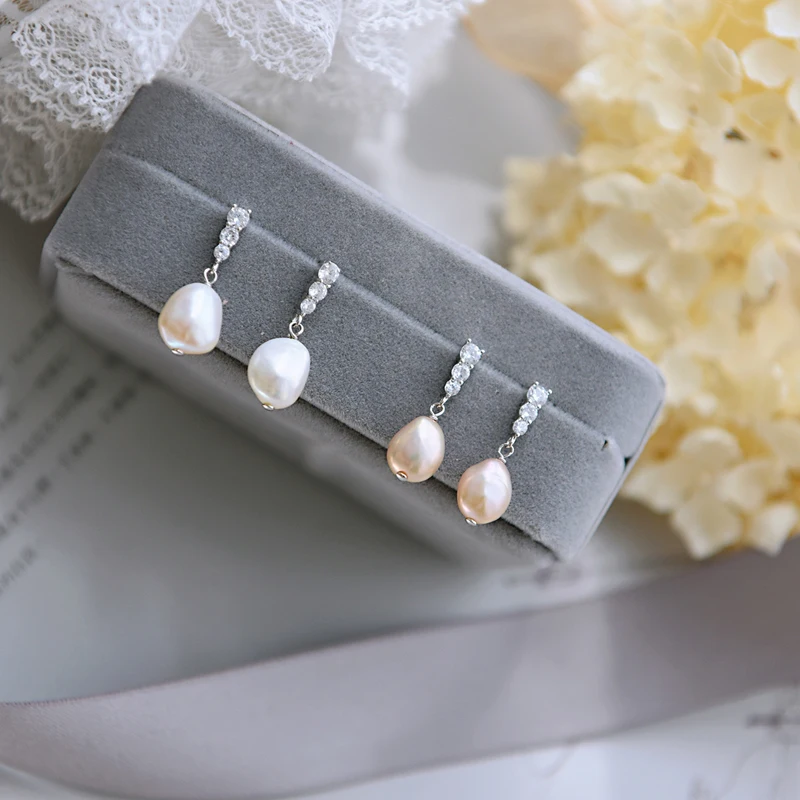 Женские серьги ручной работы из натурального жемчуга в богемном стиле Вечерние |