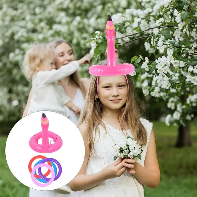 

2 Sets Flamingo Inflatable Ring Toss Game Throwing Ring Toss Game for Kids