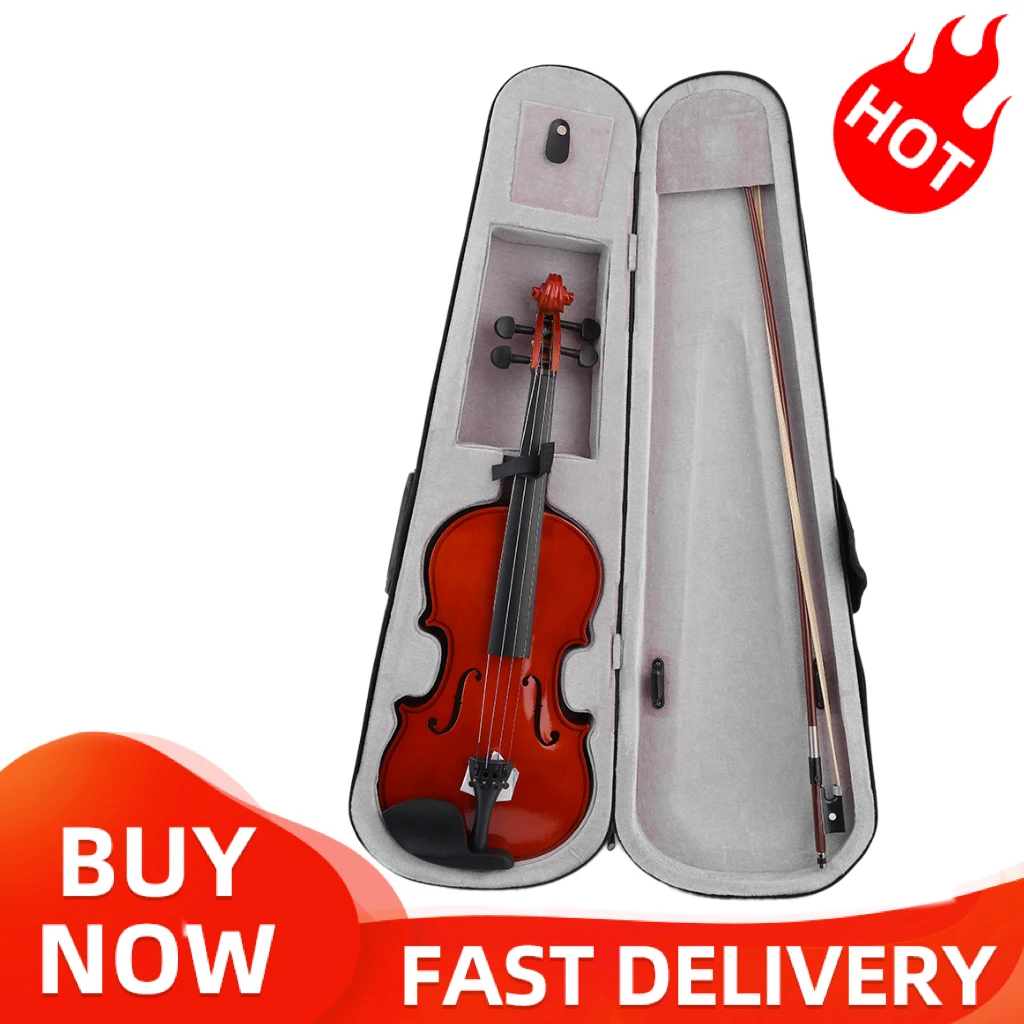 

4/4 чехол для скрипки из натуральной акустической массива дерева для начинающих студентов детей с чехлом для скрипки с канифольным бантом Пр...