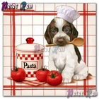 Рисунок щенка из страз, итальянская томатная лапша, квадратная круглая картина, мозаика, вышивка крестом, украшение для кухни, гостиной