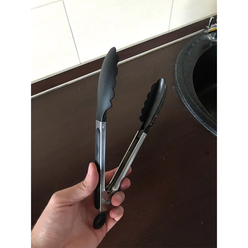 Черная еда Tong ручка буфет барбекю зажим для кухни Барбекю Питание приготовления