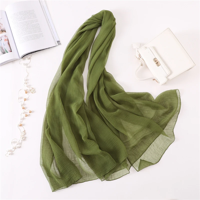 2021 летний женский шарф модные однотонные шелковые шарфы большого размера для