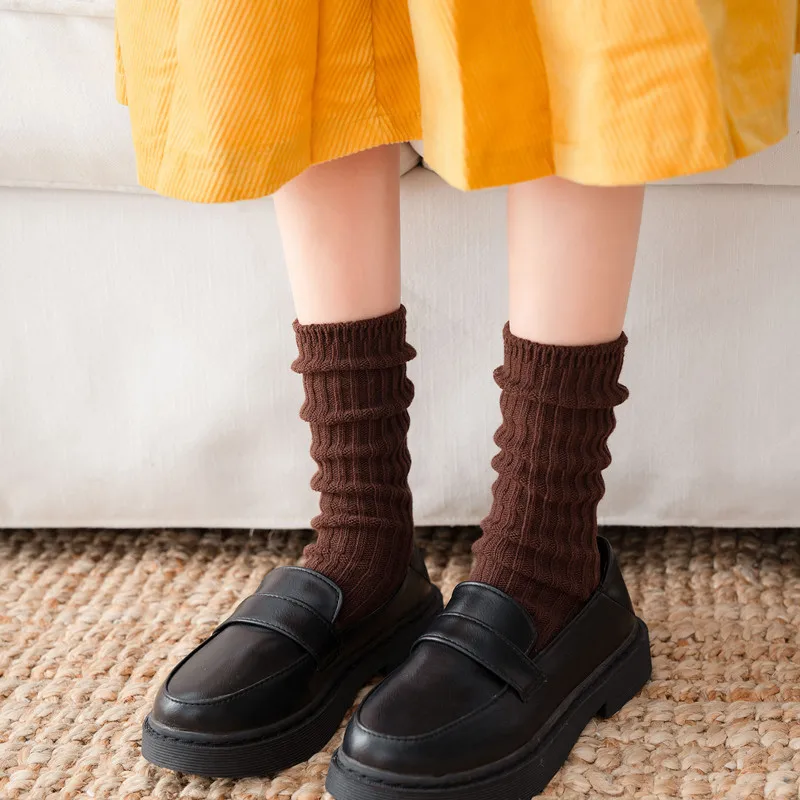 

Japanese Kawaii Harajuku Retro Vintage Streetwear Women's Socks Autumn Winter Solid Long Socks for Women Fashion Cute Crew Socks