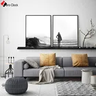 Морской пейзаж, настенный плакат с изображением океана и воды, черно-белый цвет, рисунок на холсте для серфинга, декор для гостиной