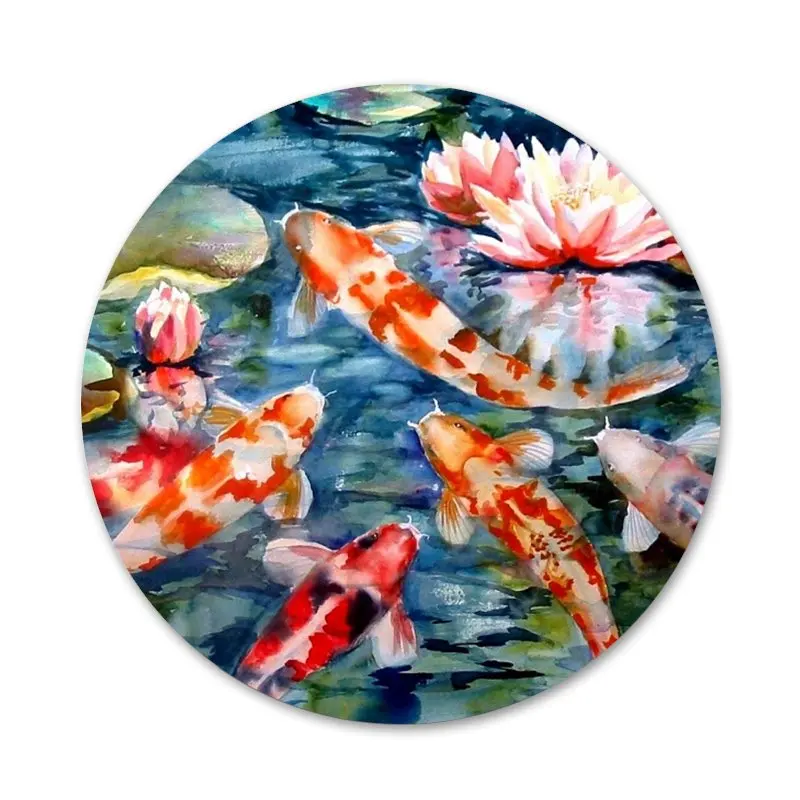 

Chinese Koi Fishes Painting Icons Pins Badge Decoration Brooches Metal Badges For Backpack Decoration