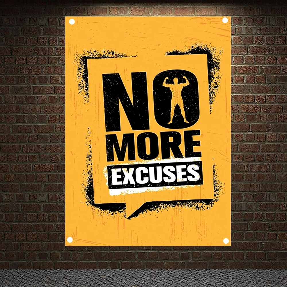 

NO MORE EXCUSES Inspirational Quotes Poster Motivational Success Banners Wall Art Flag Canvas Painting Tapestry Wall Decoration
