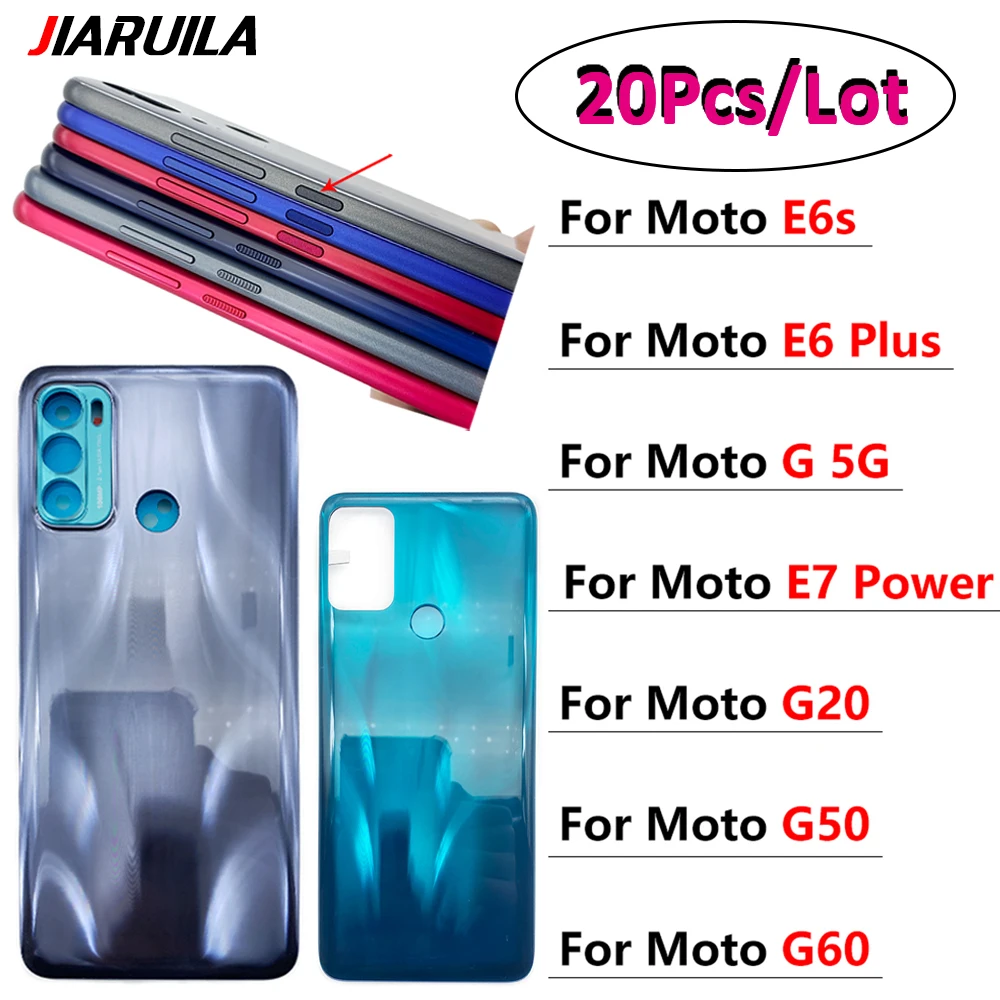 

20Pcs/Lot， Rear Battery Door Housing Glass Back Cover For Moto G5 E6 Plus E6S G 5G E7 Power G20 G50 G60 Phone Case