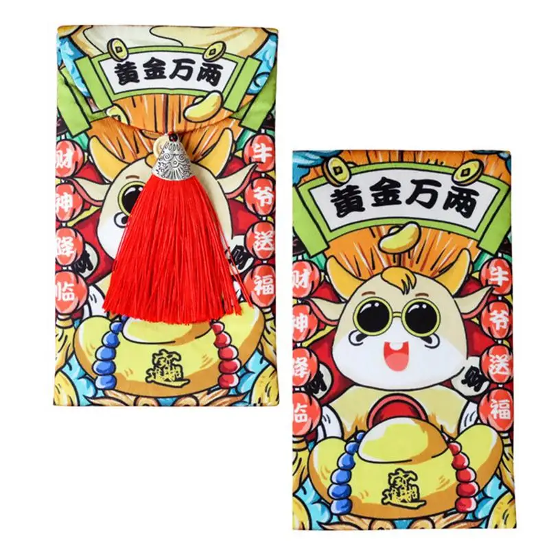 2 шт. красные новогодние пакеты Ox конверты из искусственного шелка 2021 Новогодние