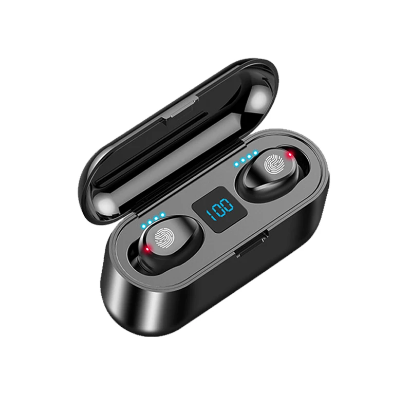 New F9 Wireless Headphones Bluetooth 5.0 Earphone TWS HIFI Mini In-ear Sports Running Headset Support iOS/Android Phones HD Call