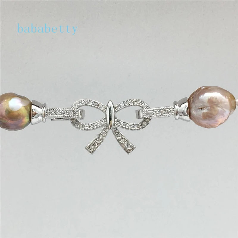 

New Nuclear Natural multicolor Irregular Shaped Pearl Necklace Beads Edison Beautiful Butterfly clacp 19inches