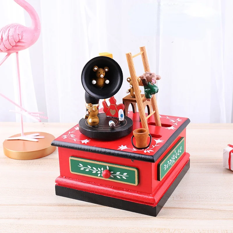 

Various styles of Christmas music boxes,27cmhigh, New Year gifts, children’s holiday wooden carousel music boxes,home decoration