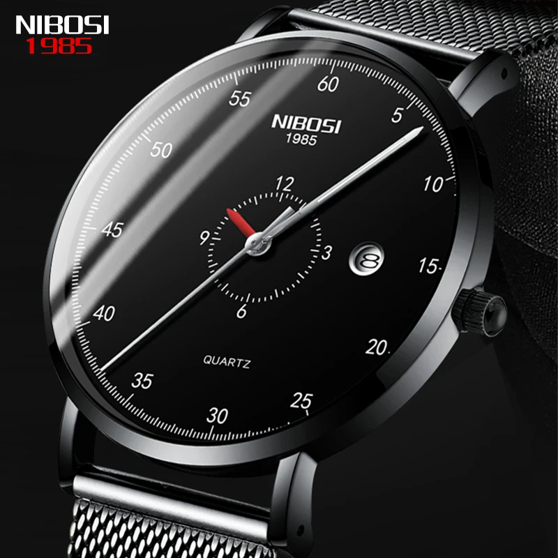 Часы наручные NIBOSI Мужские кварцевые брендовые Роскошные водонепроницаемые