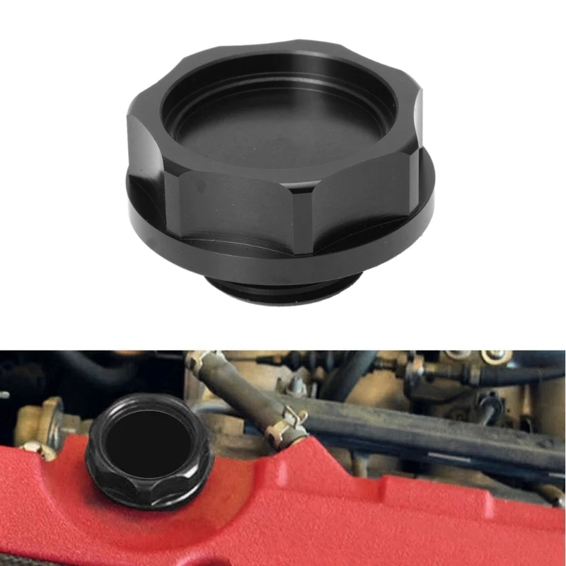 

Oil Filler Cap, Aluminium Alloy Oil Filler Cover Engine Fuel Tank Cap for Honda Car(Black)