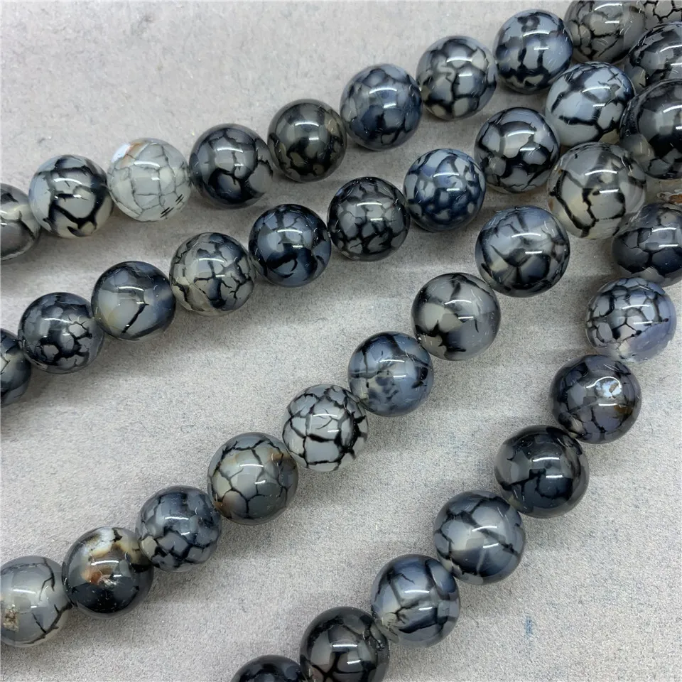 Black Scale Glaze Agate Beads 4-12mm Round Natural Loose Stone Bead Diy Bracelet | Украшения и аксессуары